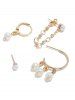 4 Pcs Faux Pearl Chain Stud Earrings Set -  