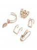 5 Pcs Brief Star Leaf Charm Ear Cuffs Set -  