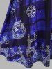 Robe de Noël Croisée à Imprimé Cerf à Carreaux de Grande Taille - Bleu 3X