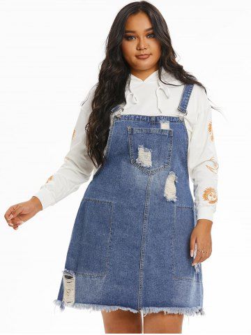 Plus Size Ripped Overall Dress