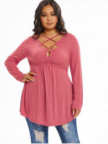 Plus Size Crisscross Cutout T-shirt