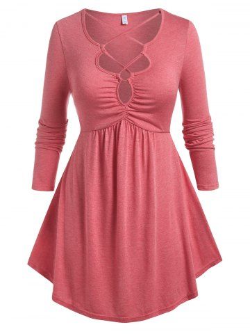 Plus Size Crisscross Cutout T-shirt