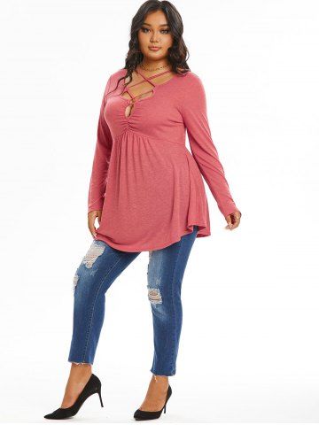 Plus Size Crisscross Cutout T-shirt