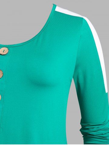 Plus Size Lace Trim Two Tone Irregular T-shirt