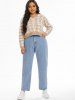 Plus Size Tapered Light Wash Mom Jeans -  