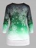 Plus Size Snowflake Print Christmas T-shirt  and Keyhole Tank Top Set -  