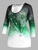 Plus Size Snowflake Print Christmas T-shirt  and Keyhole Tank Top Set -  