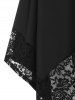 Plus Size Hanky Lace Hem High Rise Buttoned Skirt -  