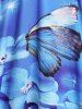 Débardeur à Motif Papillon et Fleurs Grande Taille - Bleu L