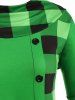 Plus Size Christmas Plaid Pattern Buttoned Tunic Tee -  