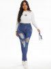Plus Size&Curve Skinny Distressed Destroyed Jeans -  