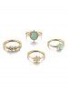 4Pcs Colored Faux Gemstone Ring Set -  