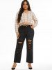 Shredded Distressed Plus Size Straight Jeans -  
