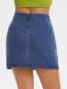 Plus Size & Curve Slit Fitted Denim Jean Skirt -  