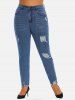 Distressed High Waisted Plus Size & Curve Tapered Jeans -  