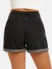Plus Size & Curve High Waisted Cuffed Hem Jean Shorts -  