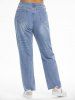 Plus Size High Rise Ripped Mom Jeans -  
