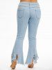 Plus Size & Curve Distressed Fringed Bell Bottom Jeans -  