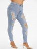 Plus Size & Curve Ripped Distressed Light Wash Jeans -  