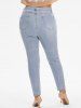 Plus Size & Curve Ripped Distressed Light Wash Jeans -  