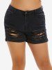 Shredded Distressed Cuffed Hem Plus Size & Curve Denim Shorts -  