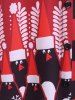 T-shirt de Noël Tunique Boutonné Motif à Carreaux de Grande Taille - Rouge 3XL
