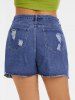 Plus Size & Curve Distressed Frayed Jean Shorts -  
