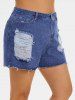 Plus Size & Curve Distressed Frayed Jean Shorts -  