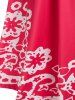 Robe Mi-Longue Asymétrique Superposée à Imprimé Fleurie à Taille Empire de Grande Taille - Rouge 2X