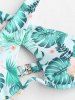 Crossover Halter Floral Palm Leaf Monowire High Leg Bikini Swimwear -  