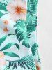 Crossover Halter Floral Palm Leaf Monowire High Leg Bikini Swimwear -  