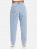 High Waisted Frayed Hem Plus Size Straight Mom Jeans -  
