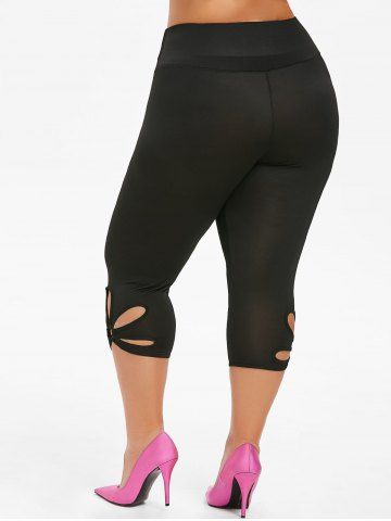 Capri Metal Ring Cut Out Plus Size Leggings