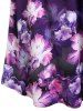 Plus Size Lace Up Watercolor Flower Cami Dress -  