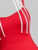 Plus Size Strappy Halter Colorblock Flare Midi Dress -  