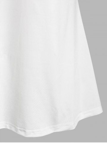 Plus Size Keyhole Cutout Cross Plain Tank Top