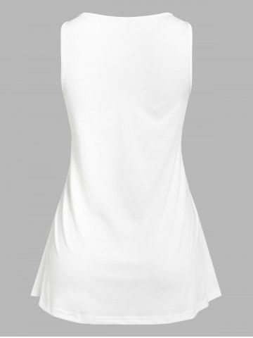 Plus Size Keyhole Cutout Cross Plain Tank Top