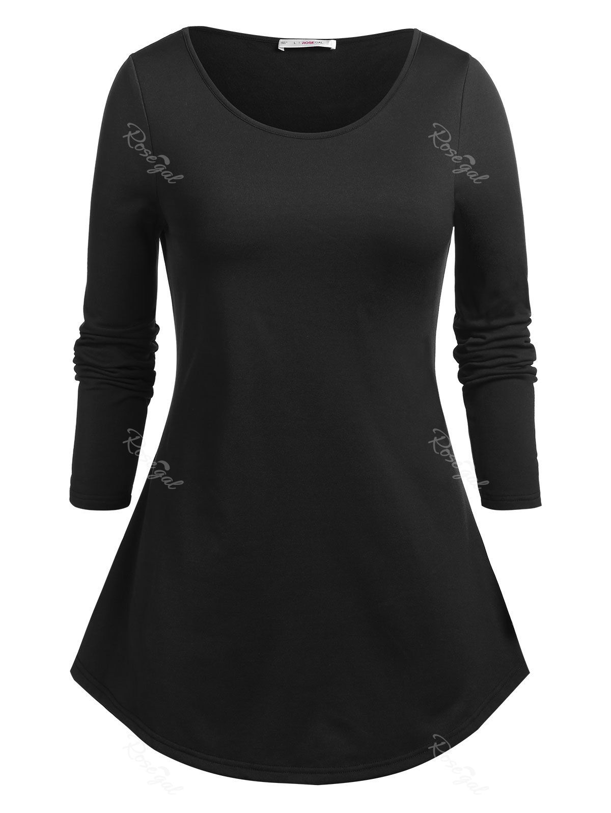 T-shirt Basique Grande Taille Doublé Noir L