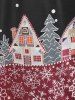 T-shirt de Noël à Imprimé Flocon de Neige de Grande Taille à Ourlet en Dentelle - Noir 5X