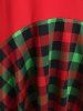 Robe Mi-Longue Asymétrique à Carreaux de Grande Taille - Rouge 5X