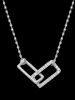 Geometric Rectangle Diamante Necklace -  