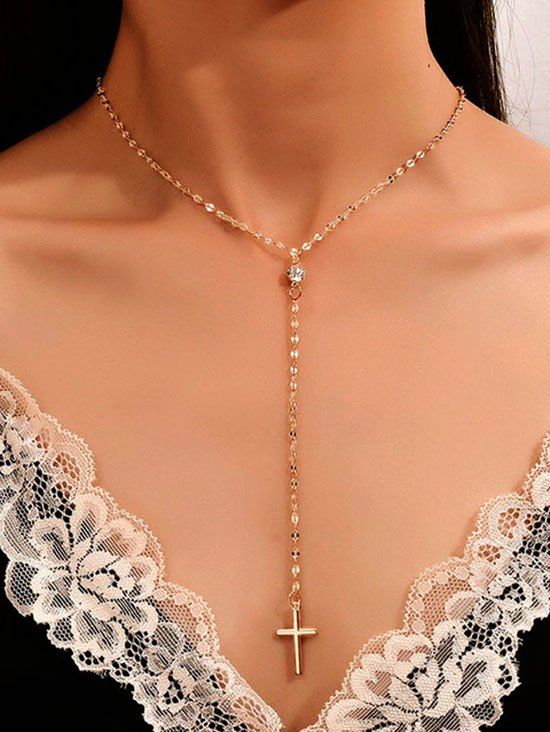 Store Retro Cross Long Pendant Chain Necklace  