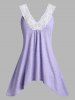 Plus Size Asymmetric Open Front Cardigan and Lace Panel Tank Top -  