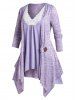 Plus Size Asymmetric Open Front Cardigan and Lace Panel Tank Top -  