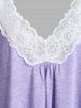 Plus Size Asymmetric Open Front Cardigan and Lace Panel Tank Top -  