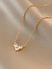 Brief Heart Zircon Pendant Chain Necklace -  