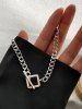 Minimalist Chain Square Lariat Necklace -  