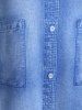 Robe Longueur à Genou à Imprimé 3D Denim Florale de Grande Taille - Bleu clair 5X