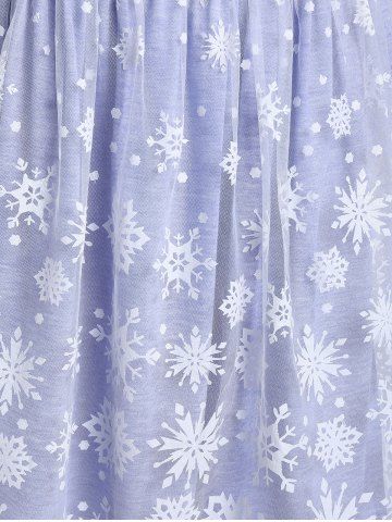 Plus Size Sweetheart Neck Snowflake Mesh Panel Christmas Dress