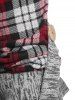 Plus Size Plaid Print Hooded Roll Sleeve Blouse -  